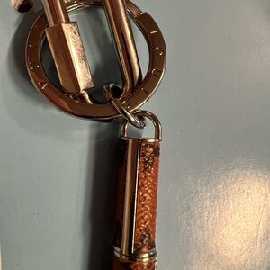 Brown Leather and Gold Keychain Charm